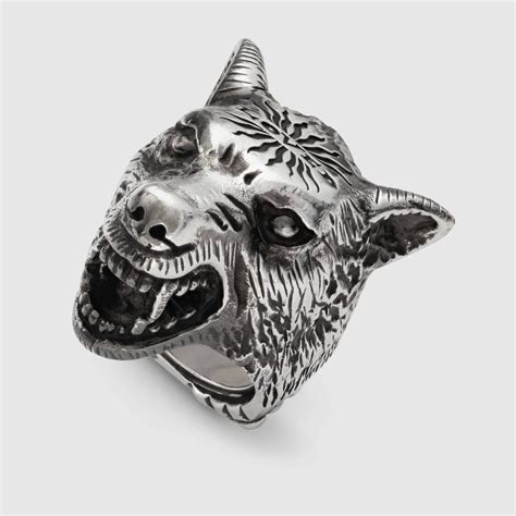 gucci anger forest wolf ring.